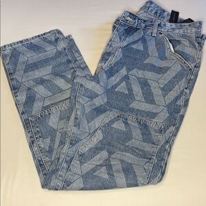 Stylish ZARA Blue Patterned Men's Jeans - 34W